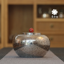  Li Xiaobai Sterling silver 9999 tea ceremony accessories Sterling silver tea ceremony Sterling silver Tangcao tea jar Fruit jar