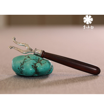 Li Xiaobai 9999 Sterling silver pot clip Sterling silver pot fork Sterling silver pot cover fork Sterling silver pot cover clip yew handle