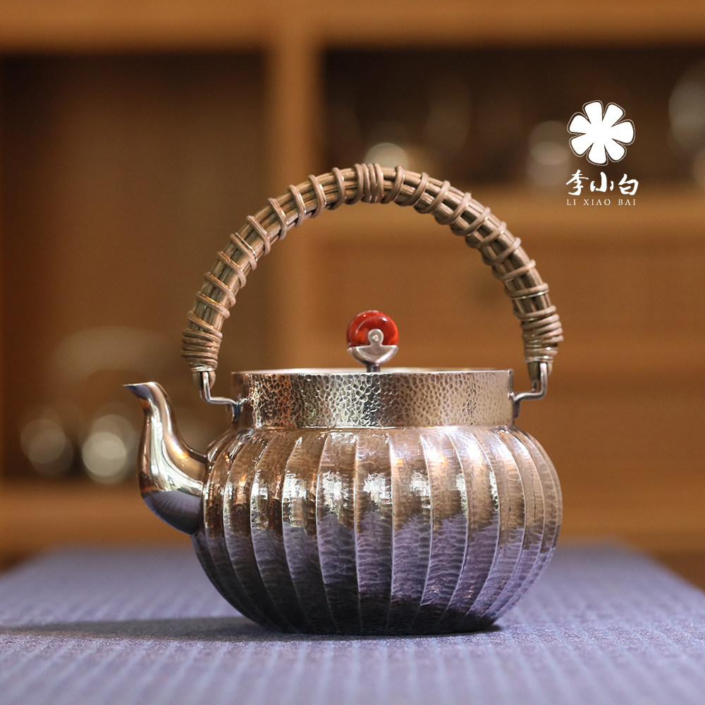 Li Xiaobai silver pot sterling silver 9999 silver pot kettle kettle sterling silver pot long mouth silver pot