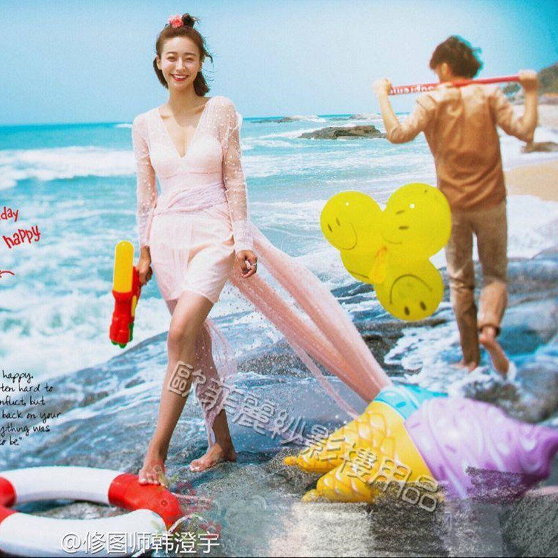 New smiley balloon travel shooting location wild theme photography props creative classic inflatable ice cream photo props