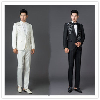 Men's dresses, chorus costumes, performance costumes, new sequin suits, body-fitting male singer host costumes