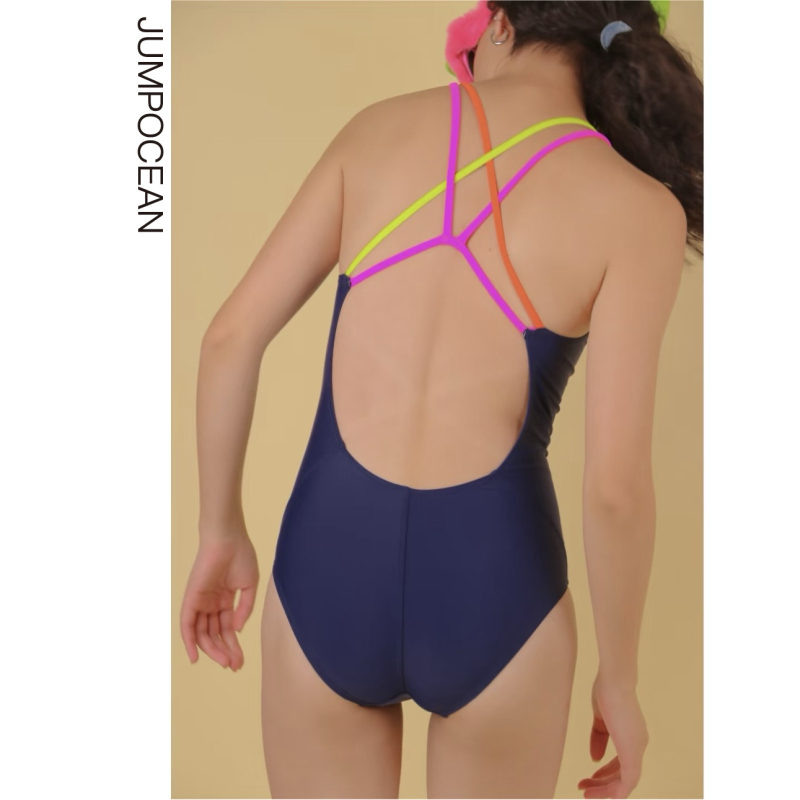 Jumpocean Blue Competitive One-Piece Swimsuit for Women, Professional Racing Swimming Training with Chest Pad, 2026 Spring