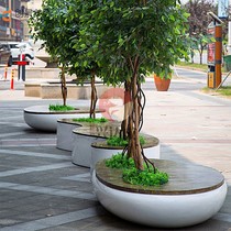 Outdoor FRP flower bed tree pool leisure seat custom shopping mall flower pool sitting stool garden large flower box beautiful landscape