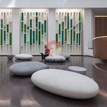 Shopping mall bench waiting area rest chair outdoor stool cobblestone glass fiber reinforced plastic leisure seat combination round stool custom