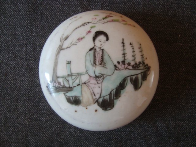 E0191 - Qing Lady Five - colored Printing Box lid is rare