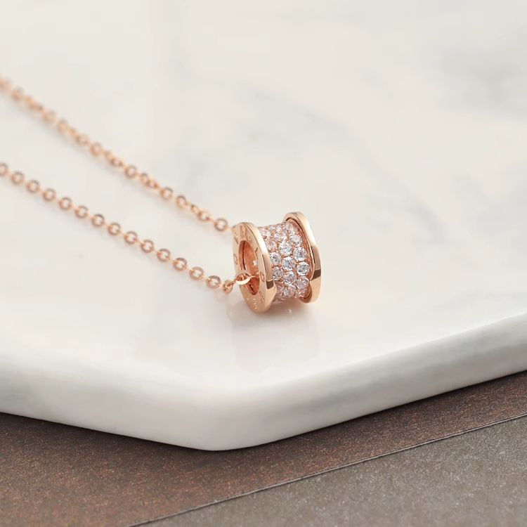 Authentic Small Waist Necklace for Women 18K Gold Rose Gold Full Diamond White Golden Pendant Accessible Luxury Gift for Girls Clavicle Chain