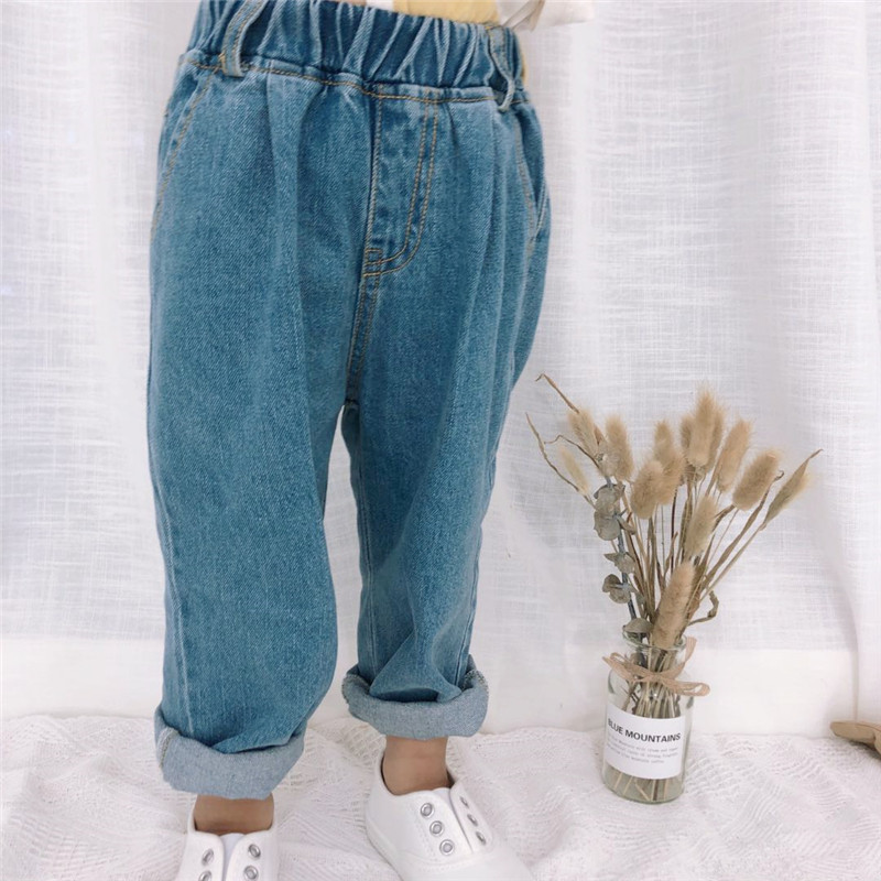 2020 Fall Children's Luo Qi Jeans Korean Version Boys and Girls Cotton Versatile Jeans Baby Loose Luo Qi Pants