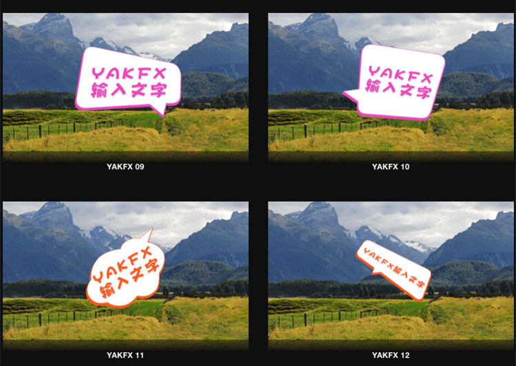 FCPX中文插件YAKFX综艺卡通气泡标题字幕特效20个第5季