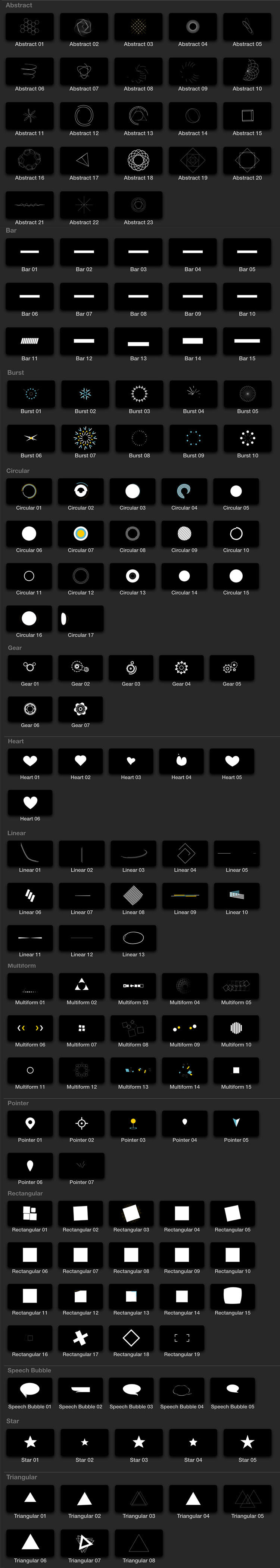 FCPX插件：150种MG动态图形元素包插件 mForm + 渲染好的视频素材