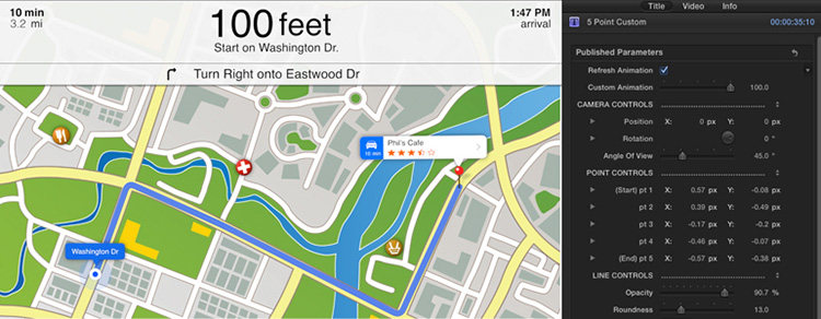 FCPX插件PROMAP地图路径地点标识工具效果