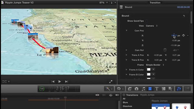 Final Cut Pro X 插件 Jumps 标记地点位置切换转场 for FCPX