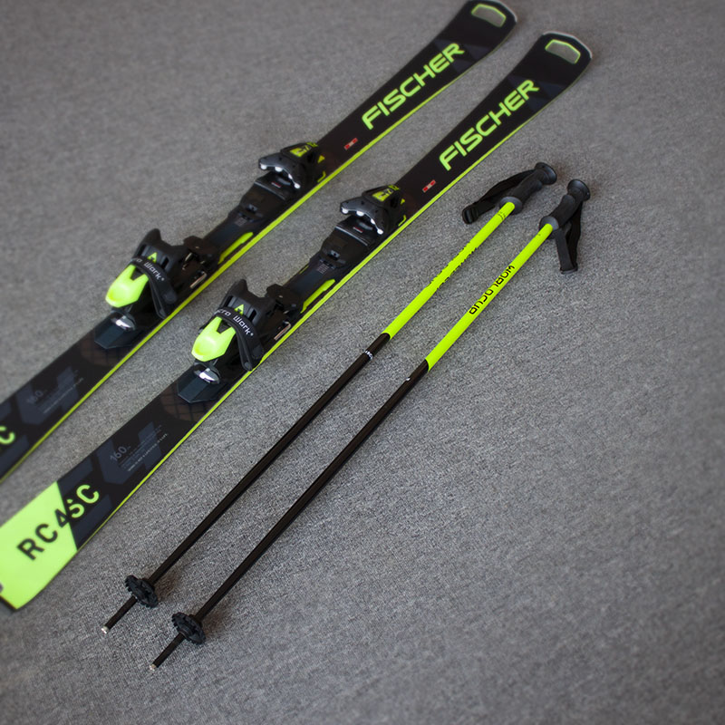 All-aluminum Double Board Ski Pole RC4 SC With SnowBall Ski Cane Cane Yellow Cane Snow Friends Home