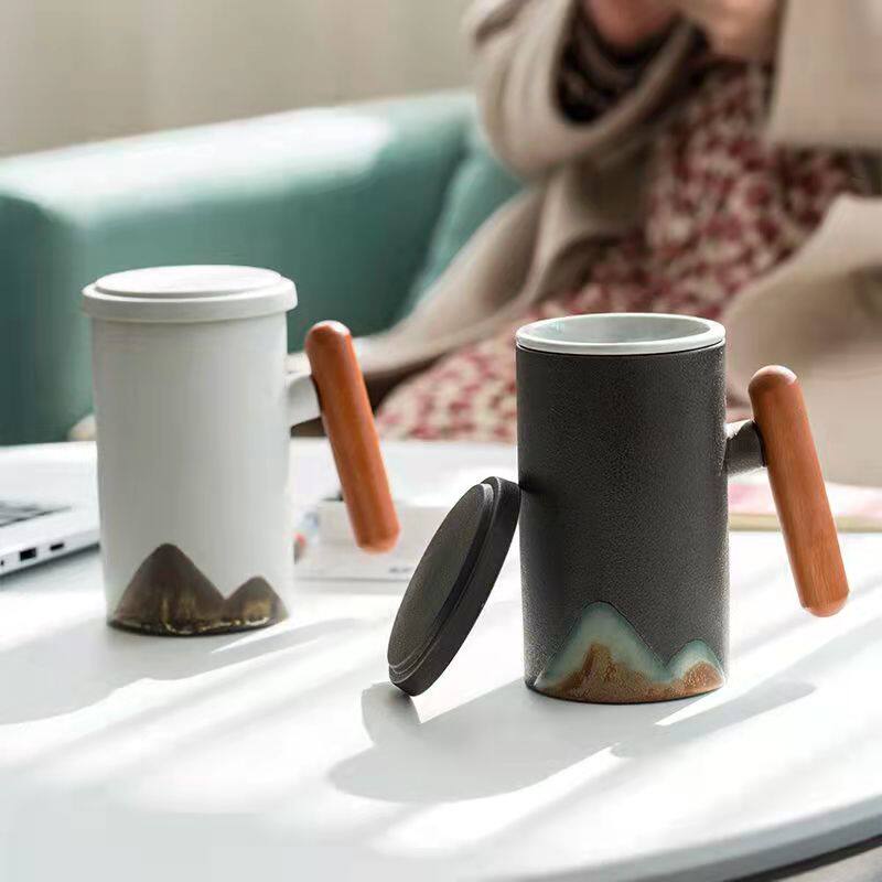 Office Mark Cup Large Capacity Couple Cups Ceramic with lid filter a pair of gift box loading lettering custom logo