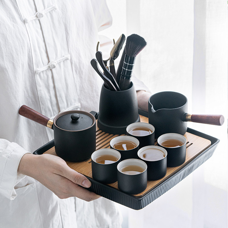 Kung Fu Tea Set Home Ceramic Side Pot Simple Office Japanese Retro Zen Gift Boxes Customized