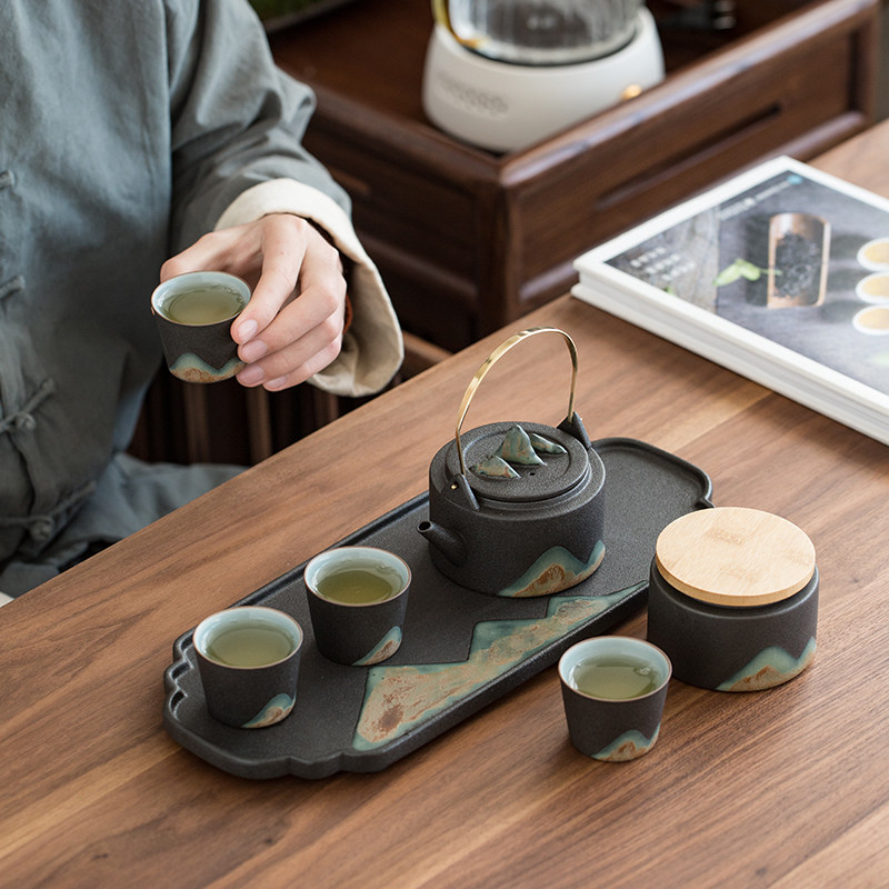 Kung Fu tea set home Japanese brew tea simple modern living room tea drinking tea set ceramic gift custom logo