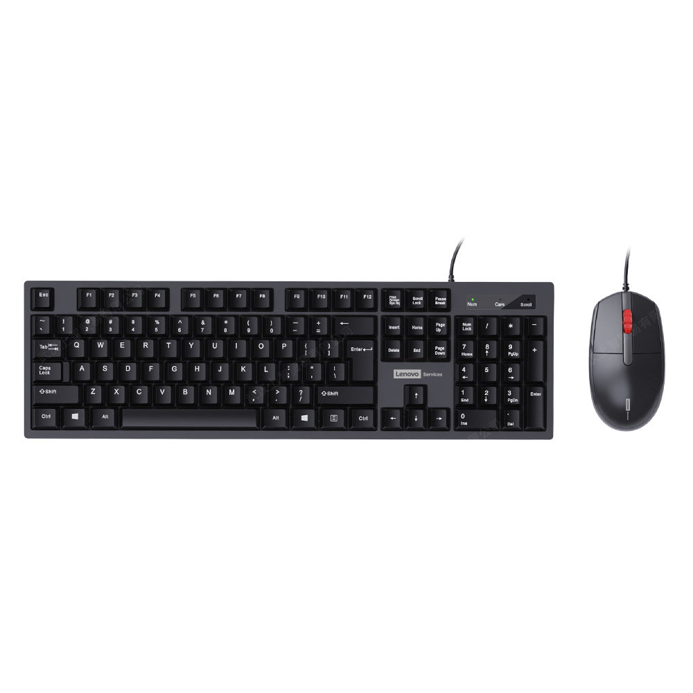 Lenovo Wired Keyboard and Mouse Set, Silent Typing, Office Desktop Computer, Notebook, for Girls