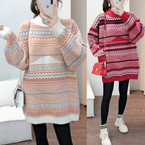 2021 new gestational woman dress thin medium long fur coat retro thickening needle cardiovert blouse foreign air suit undershirt