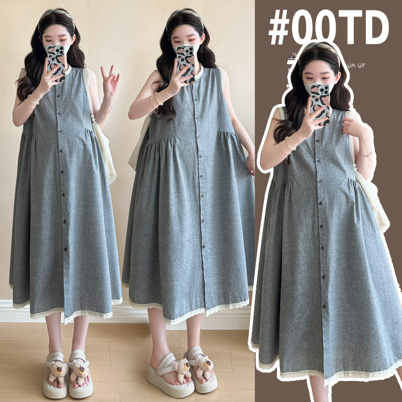 Maternity Summer Dress, Artistic and Age-Reducing, Cotton and Linen Maternity Tank Dress, Breastfeeding-Friendly Maternity Dress, Maternity Dress, Summer Shirt