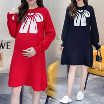 Autumn Winter Dress New Korean Version of Pregnancy Womens Clothing Loose Clothing Foreign Air Needle Cardiovert Suit Fashion Dresses Dress