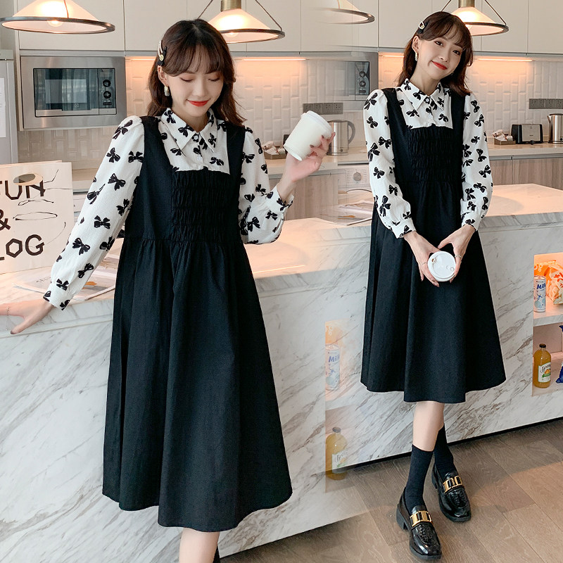 Spring loaded with new large size Gestational Dress Loot in Long Edition Two-style foreign dress Baby With Baby Bag Skirt Tidal Moms Pod Dress