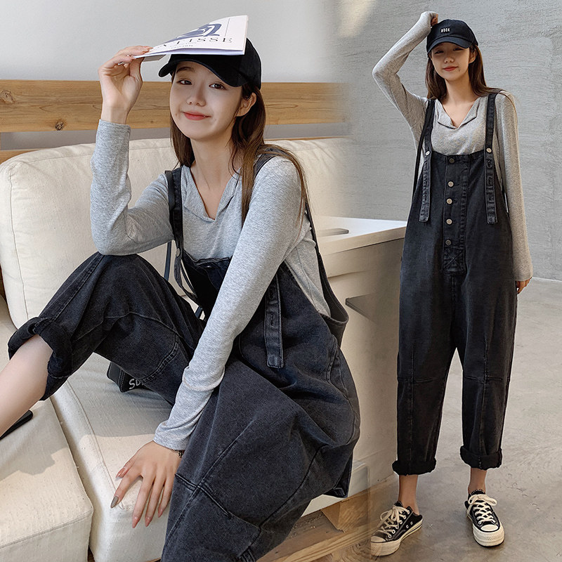 Spring loaded Korean version large size gestation woman clothes display slim fit two sets of baby bag pants net red style suit foreign style pants 200 catty