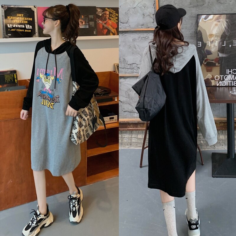 Maternity wear autumn new Korean version mid-length dress plus fat size fat mm loose 200 catties sweater coat