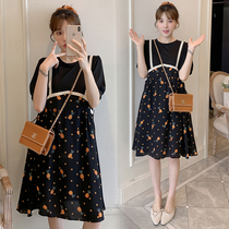 Summer dress new Korean version plus hypertrophy code gestation Dress Loose slim fit dress Fat MM Crushed dresses Skirt Foreign Air