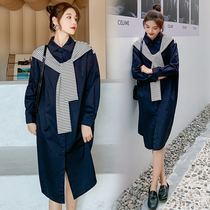 2022 large code gestation women dress in spring clothing new medium long style dress with dress foreign air cape shirt boomer long sleeve shirt woman