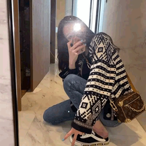 Sandro asw retro Japanese sweater lazy wind long-sleeved knitted cardigan sweater jacket womens autumn new