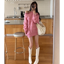 Sandro asw loose fashion Japanese gentle wind sweater Korean version of the thin top medium-long sweater hip