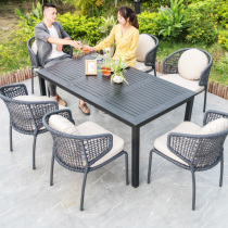 Outdoor tables and chairs Nordic rattan chairs combination Villa Courtyard Garden Terrace Open-air roof Leisure rattan tables and chairs