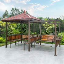 Outdoor gazebo Grape rack anti-corrosion wood swing table and chair Solid wood outdoor garden leisure pavilion Easy mobile assembly
