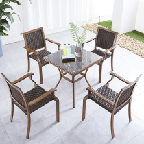 Nordic outdoor table and chair combination Balcony three 5-piece outdoor courtyard garden leisure chair Coffee table Rattan table and chair