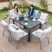 Outdoor tables and chairs Nordic leisure tables and chairs Villa courtyard Garden Terrace Open-air outdoor rattan chairs Outdoor plastic wood tables