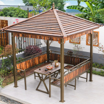 Outdoor gazebo Courtyard sunshade tent Simple outdoor carbonized wood leisure garden terrace Farm house pavilion