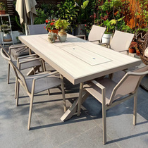 Outdoor Nordic Barbecue Table Imitation Wood Grain Chinese Aluminum Alloy Table And Chairs Home Patio Electric Grilled Carbon Toasted Barbecue Table