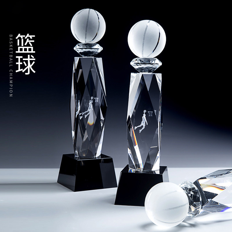 Crystal trophy custom-made high-end creative college basketball game trophy prize lettering champion souvenir
