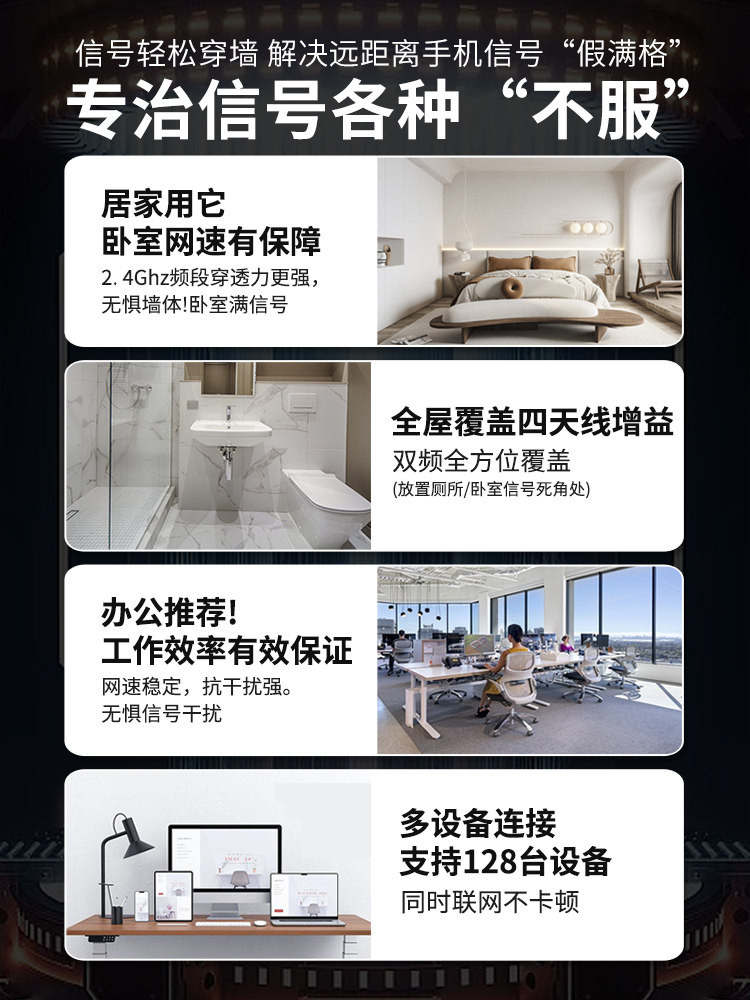 2100m Wifi Signal Booster Amplifier Dual-Band 5g Signal Extender Receiver Repeater Gigabit Wireless Router Network Bridge Enhancer Repeater Through-Wall Large Home Use Wavlink