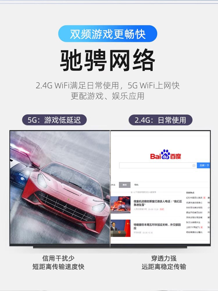 [1900M E-Sports Wireless Network Card]Ruiyin Usb3.0 Driver-Free Wireless Network Card 5g Dual-Band Gigabit High-Speed Stable Wifi Receiver Desktop Laptop Network Card Network Signal Transmitter Base