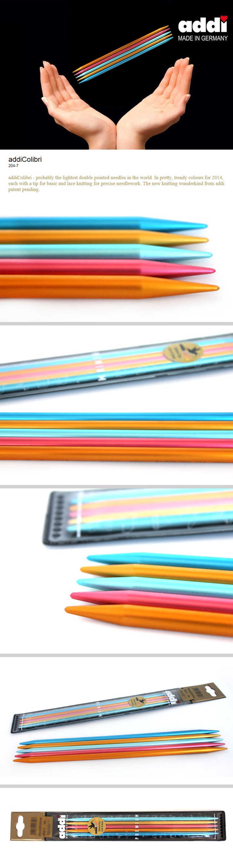 nhập khẩu Đức Addi 204-7 20cm đứng đầu các công cụ kim đan thẳng nhập khẩu len áo len đan kim - Công cụ & vật liệu may DIY nút kim loại