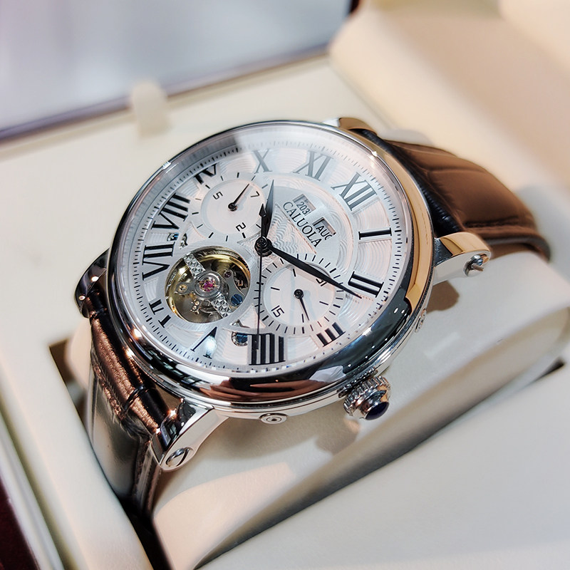 Carole hollow automatic mechanical watch real belt waterproof brand men's watch fashion men's watch trend