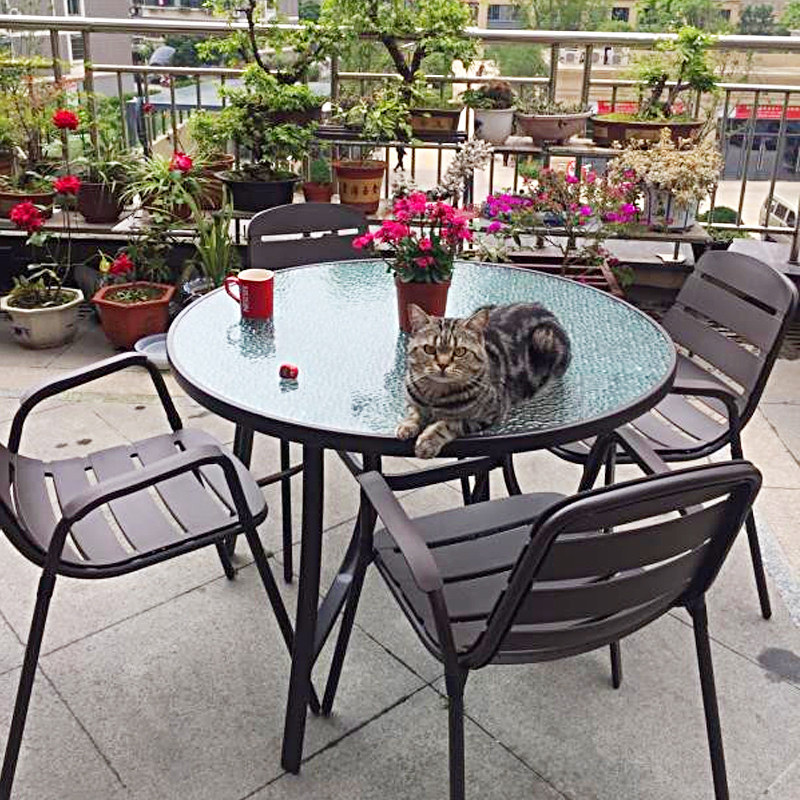 Outdoor table and table combined patio garden Leisure balcony small tea table milk tea shop outdoor three-five pieces of iron art table and chairs