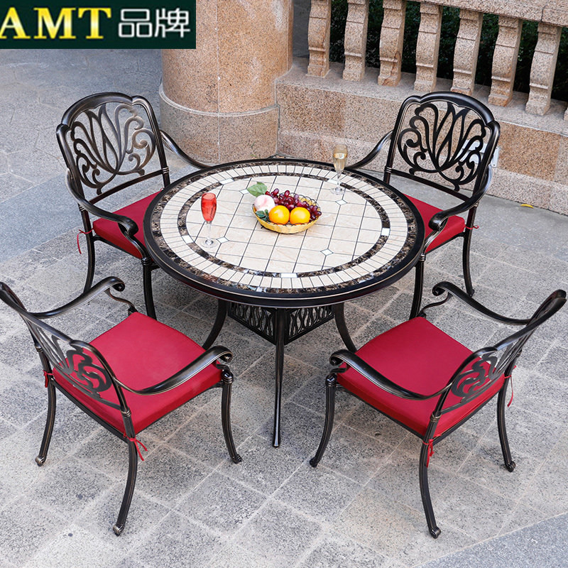 Outdoor Table And Chairs Patio Garden Casual Balcony Small Tea Table Furniture Type Iron Art Three-Five Pieces Casted Aluminum Table And Chairs