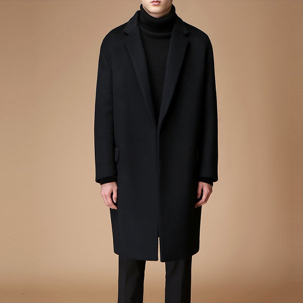 Double-sided cashmere coat men's mid-length 2021 new autumn/winter high-end thickened trench coat woolen men's coat