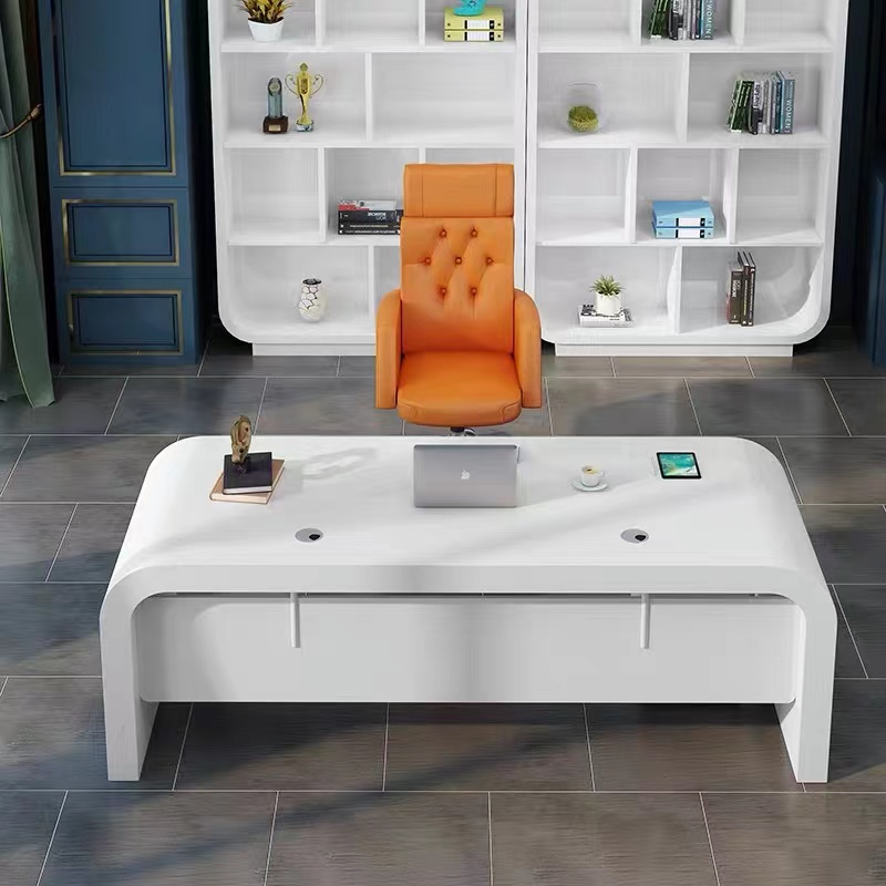 Simple desk modern creative home computer desk single paint boss table curved president table and chair combination