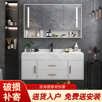 Marble modern minimalist bathroom cabinet combination wash hand wash wash basin cabinet smart toilet wash counter cabinet