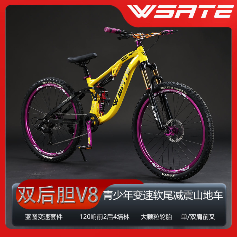 Vissel V8 Dual Rear Suspension Mountain Bike Youth Off-Road Bicycle Dual Shock Absorption Variable Speed Bicycle Vissel V8 Dual Rear Suspension Mountain Bike Youth Off-Road Bicycle Dual Shock Absorption Variable Speed Bicycle