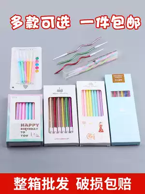 Threaded birthday candle creative golden non-smoking Net red cake decoration digital color crystal candle box