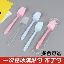 Plastic disposable small spoon thickened dessert spoon cake fork spoon ice cream fork color independent packaging