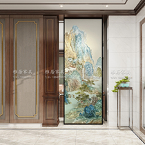 Enamel handmade screen living room entrance high-end art glass partition double-sided customization of thousands of miles of mountains and rivers